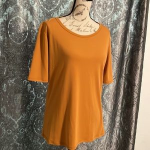 Mustard yellow T-shirt top great to pair with a skirt or jeans